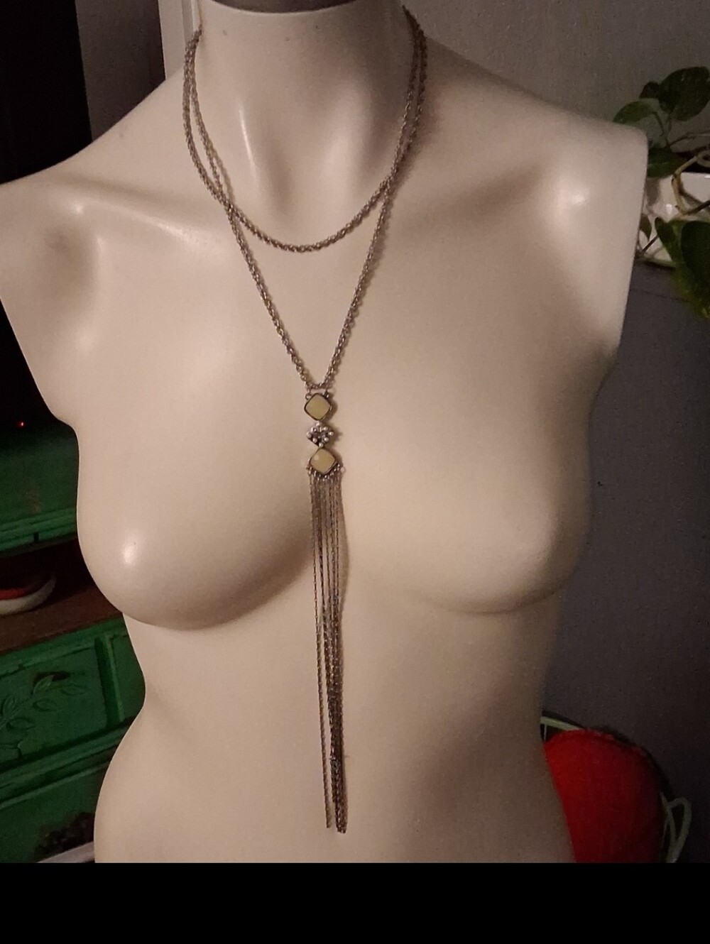Silver-Tone Long Tassel Pendant Necklace - Women Jewelry